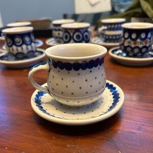 POLISH POTTERY 3 OZ ESPRESSO CUP & SAUCER
POLKA DOT PATTERN